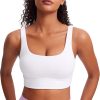Women U Back Sports Bra - Scoop Neck Padded Low Impact Yoga Clothes Workout Crop Top with Built in Pads